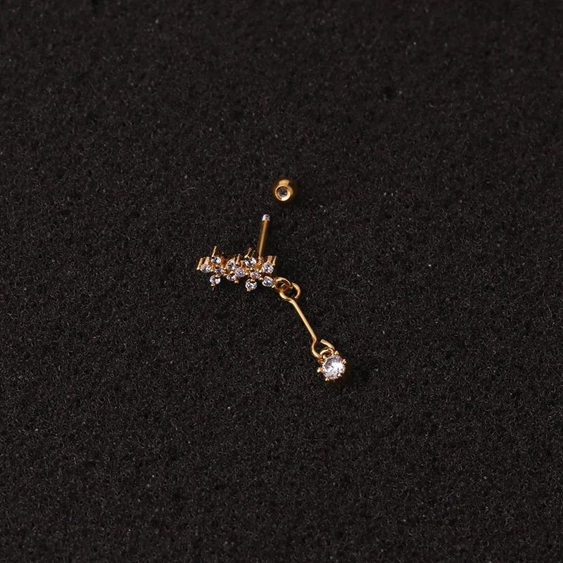 

Korean Fashion New Zircon Earrings Female Stainless Steel Thread Ear Stud Ear Bone Stud Piercing Ornament Single
