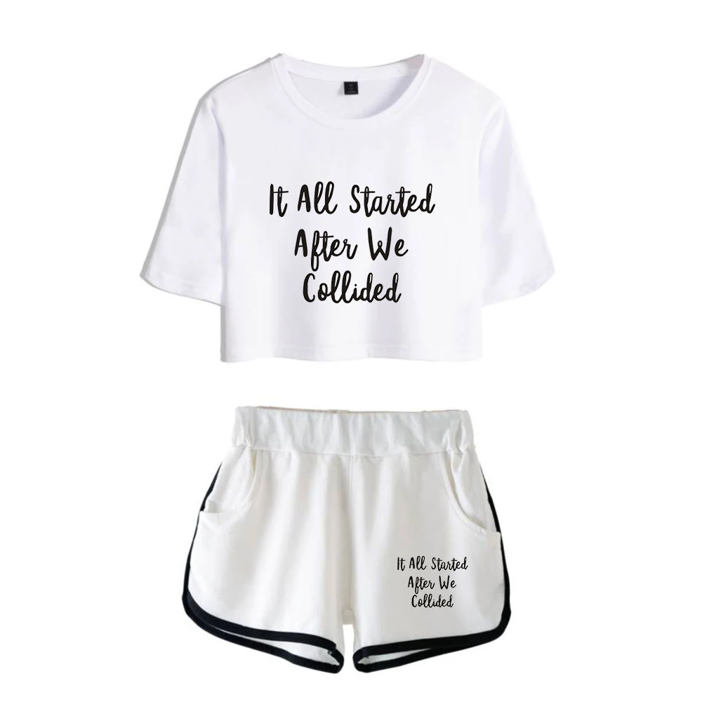 

2020 After We Collided Clothes Female Tracksuit Two Piece Set Summer Short Sleeve Crop Top+Shorts Girls Suit Women's Sets