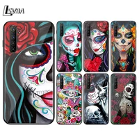 catrinas and skull for oppo find x3 x2 f19 f17 rx17 f15 r15x k5 k3 k1 r9s f11 f9 f7 f5 neo pro lite black soft phone case