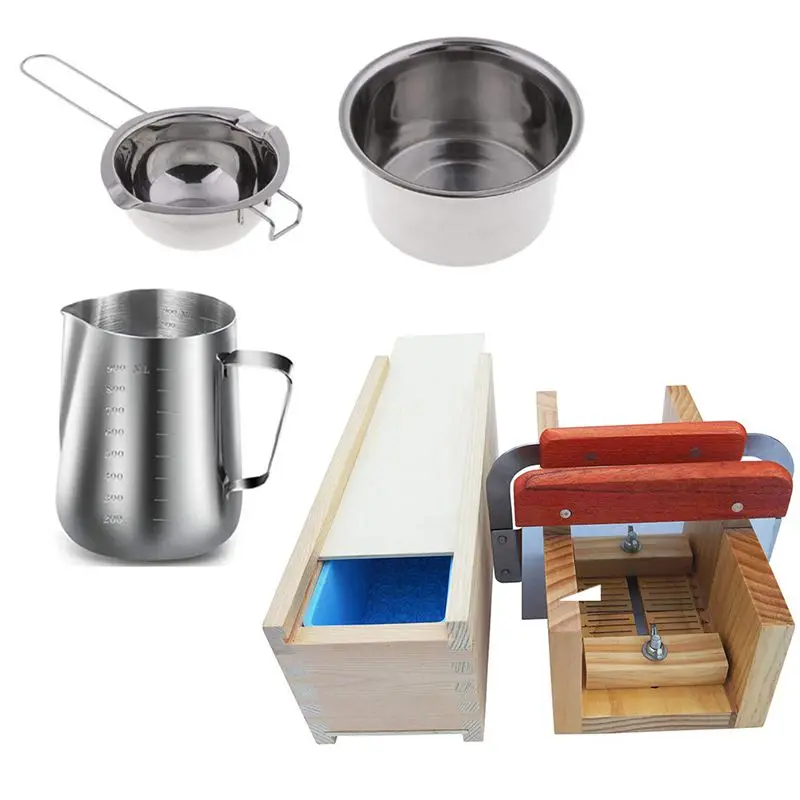 Новейший 1 набор кусок мыла для резки пресс-форм деревянный и шт. ложка смешивания