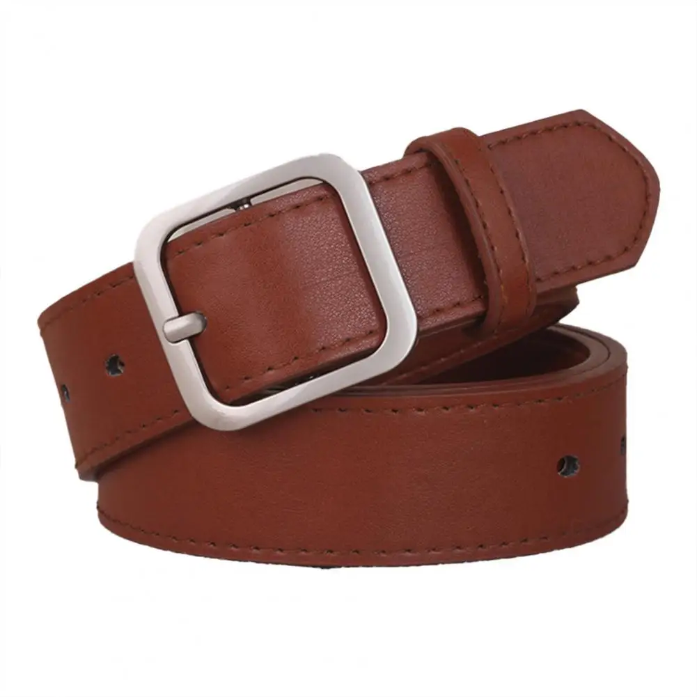 

Женский ремень с квадратной металлической пряжкой, регулируемый черный ремень с дырками