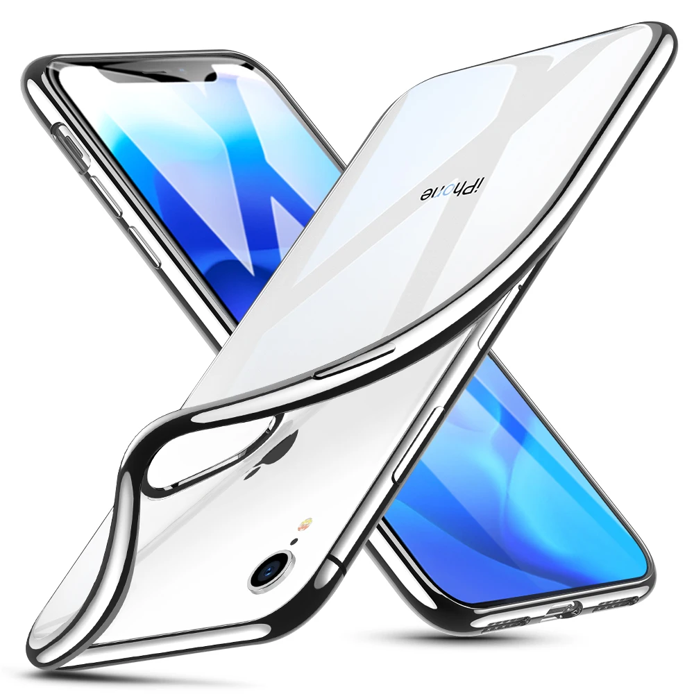 ESR 1 мм Ультратонкий Мягкий ТПУ покрытие рамка чехол для телефона для iPhone XS XR XS Max чехол Полный Чехол для iPhone XS XR XS Max чехол для телефона - Цвет: Silver