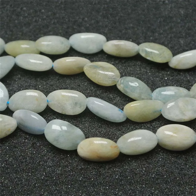 

10-14mm Natural smooth irregular oval Aquamarine stone beads For DIY necklace bracelet jewelry making 15 "free delivery