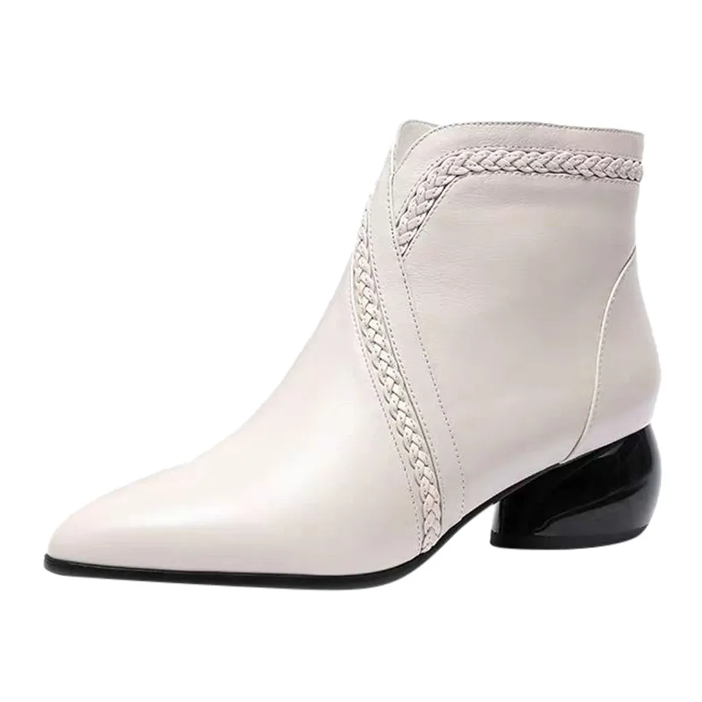 Женские ботильоны на молнии SAGACE повседневные среднем каблуке с острым носком