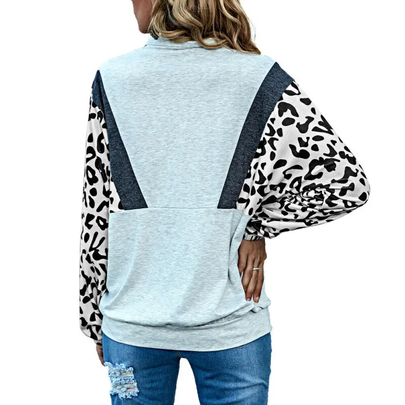 

Women Leopard Print Hoodie Sweatshirt Long Sleeve Winter Loose Tops Pullover