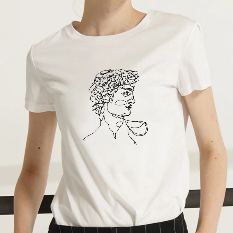 

Женский топ с принтом Давида и капюшоном, Повседневная Свободная футболка большого размера с круглым вырезом и принтом Ван Гога в стиле Хар...