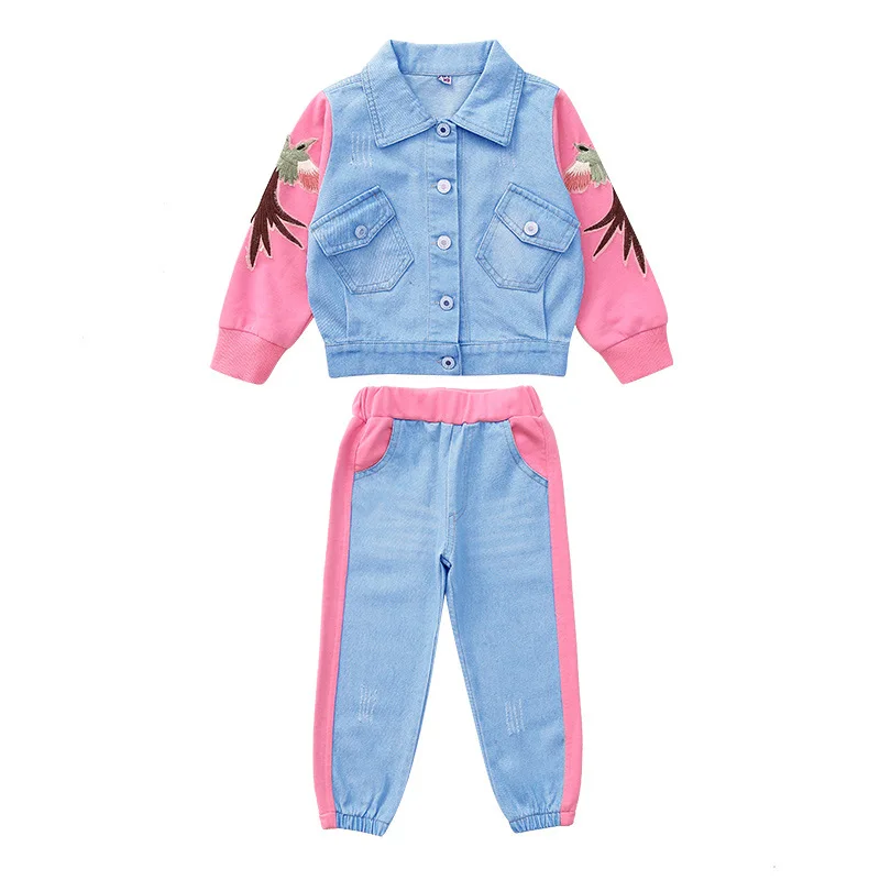 

Girls in the autumn of 2021 the new han edition leisure cuhk child brim splicing rotator cuff cowboy two-piece outfit