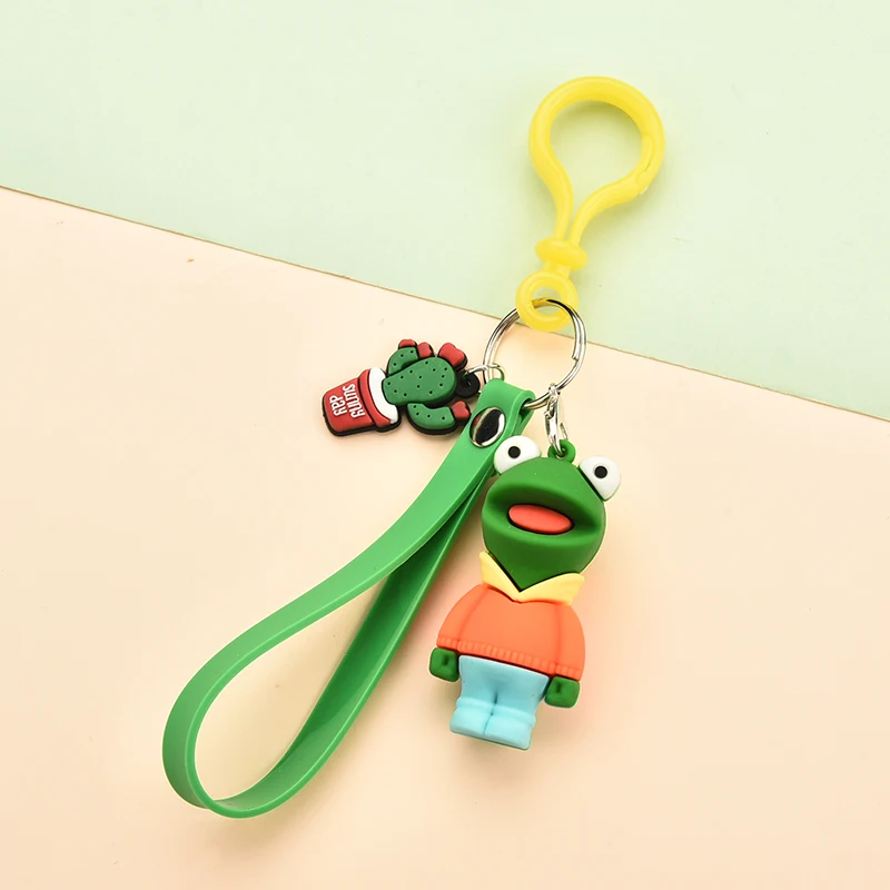 

Fashion Cartoon Green Frog Key Chain Charm Pendant Keyring for Women Bag KeyChain Christmas Gift Jewelry EH014