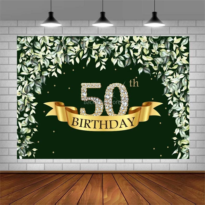 

Avezano 50th Birthday Party Green Background Diamond Green Plant Vine Photography Backdrop for Photo Studio Photozone Photoshoot