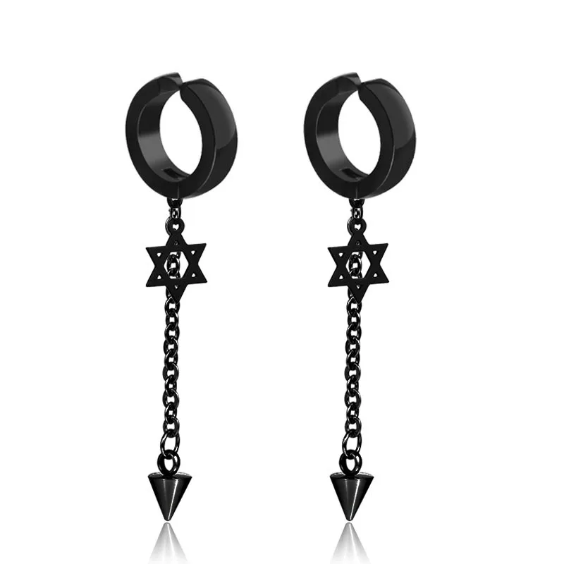 

HMES 1Pcs Punk Rock Men'S And Women'S Earrings Stars Black Pendant Classic Earrings Jewelry Accessories Gift