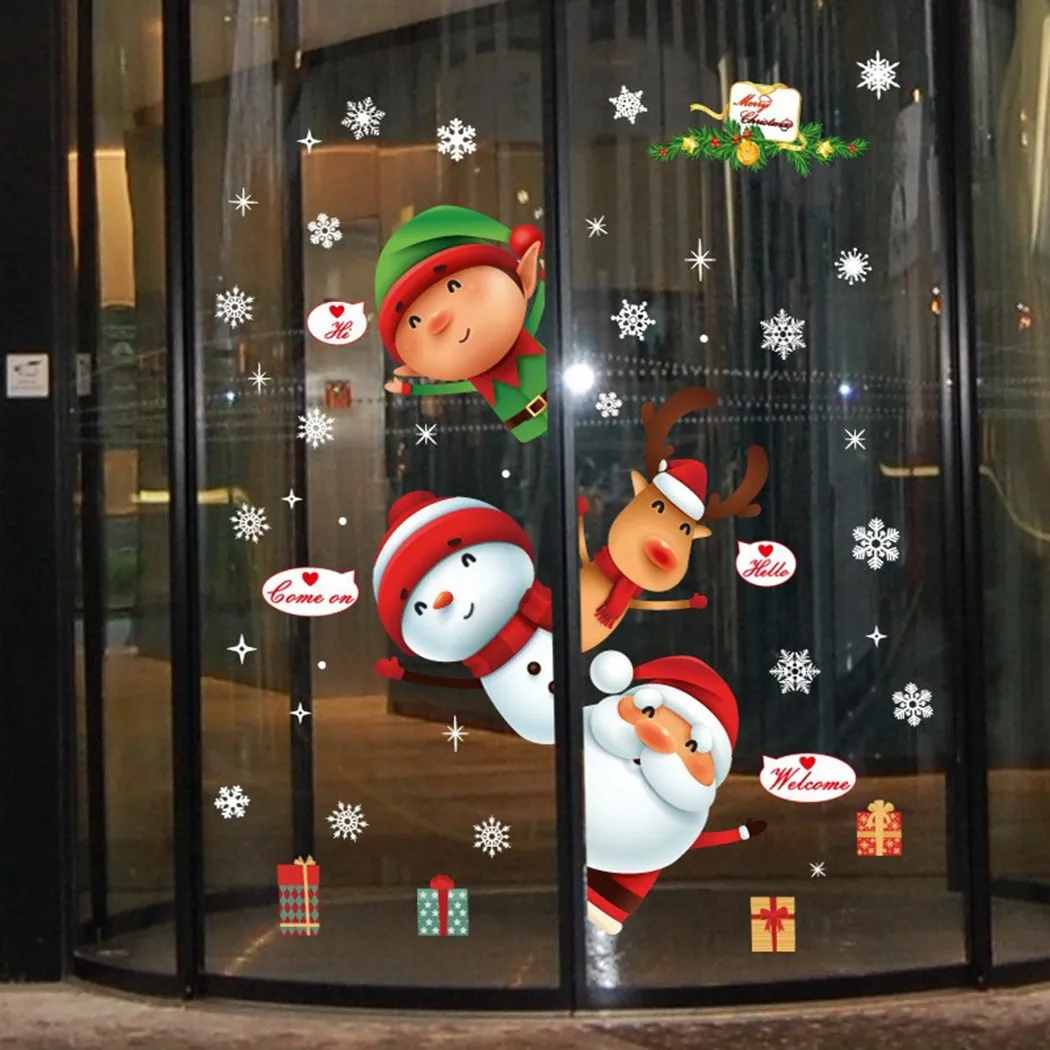 

2021 New Christmas Decorations Christmas Win-dow Stickers Snowflake Wall Sticker Wall Sticker Kids Room Wall Decals 2022 New Yea