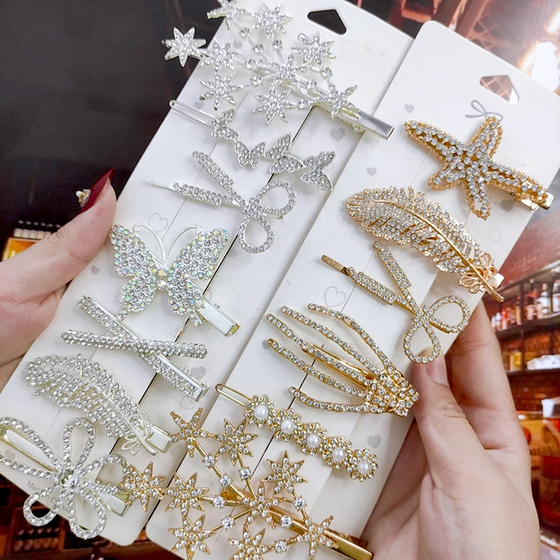 

Набор винтажных заколок для волос с перьями, заколки для волос с кристаллами и жемчугом для женщин, модные аксессуары для волос, 2022