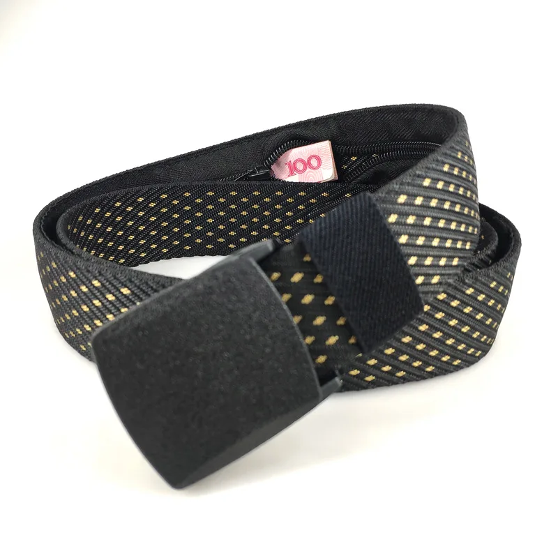 

New Designer Is of High Quality Stealth Wallet Men's Belt 3.8CM Zipper Outdoor Nylon Canvas Brand Belts for Women Gift