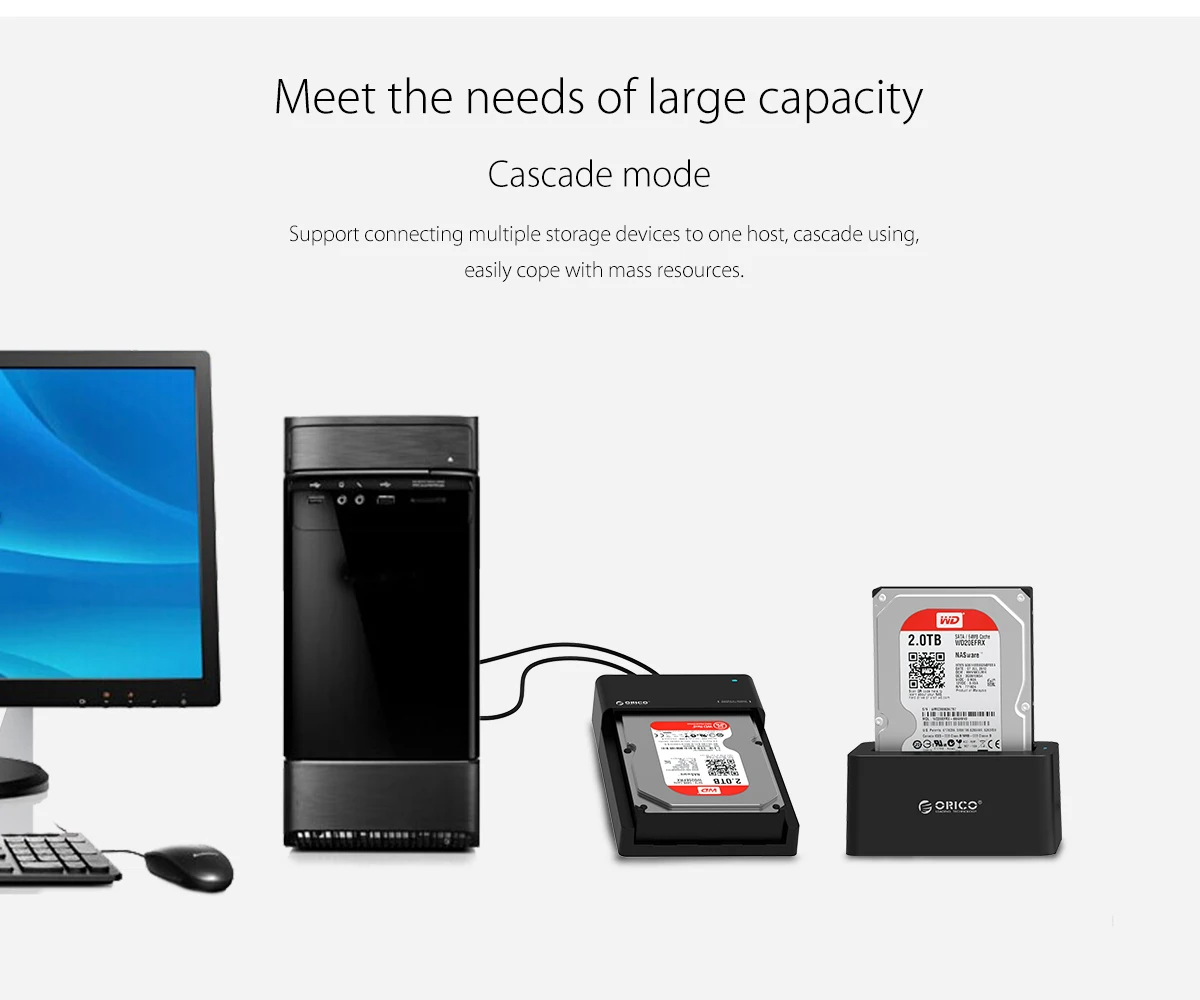 ORICO 3," без инструментов корпус для жесткого диска USB3.0 на SATA чехол для жесткого диска SSD адаптер док-станция для HDD 2,5 чехол 3,5 коробка