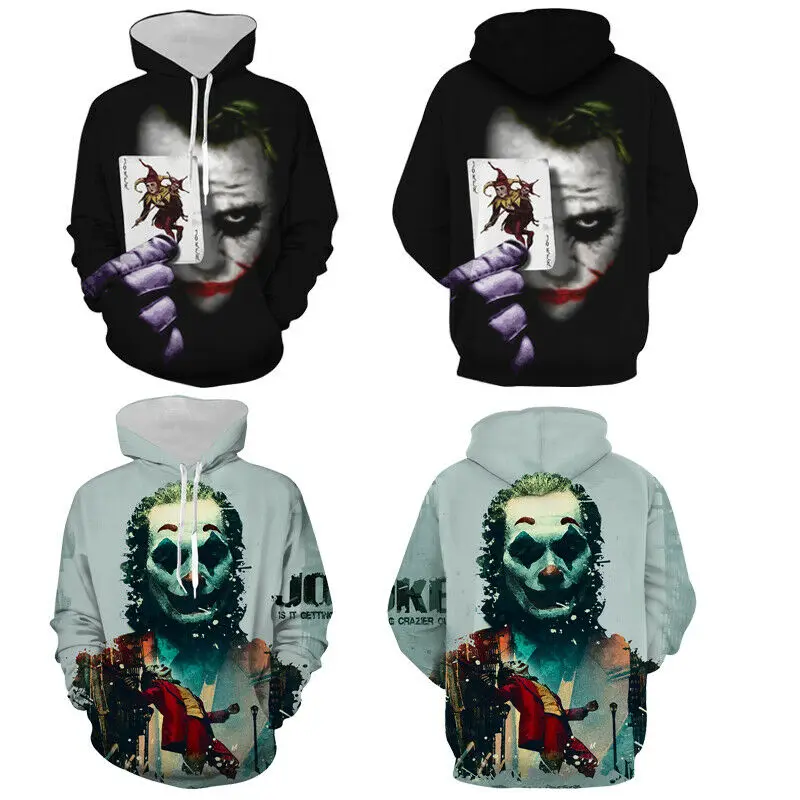 Унисекс модный мужской женский клоун Джокер пуловер с капюшоном|Толстовки для