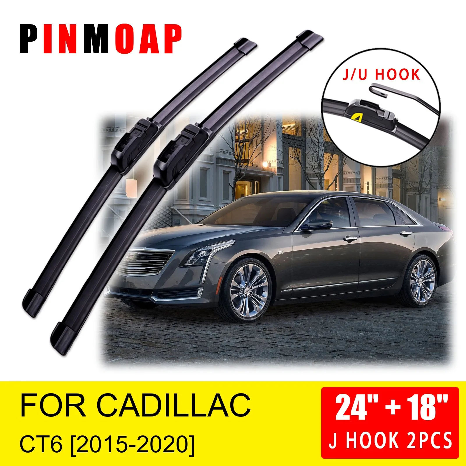 

For Cadillac CT6 2015 2016 2017 2018 2019 2020 Front Wiper Blades Brushes Cutter Accessories U J Hook