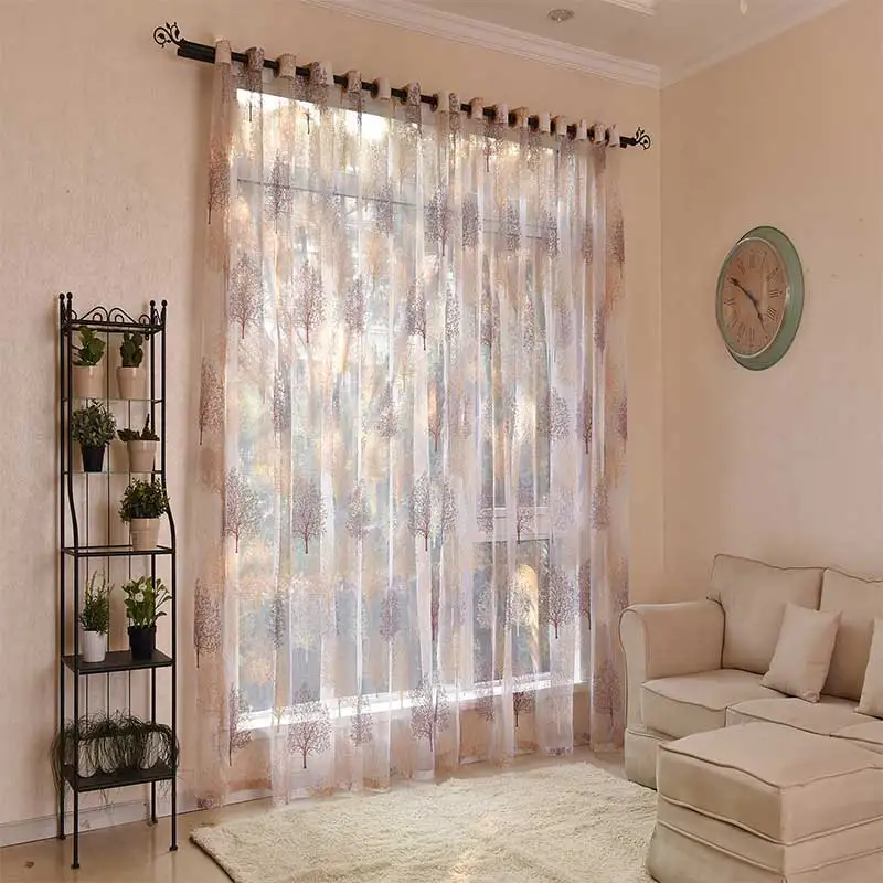 Шифоновые занавески glsue с листьями