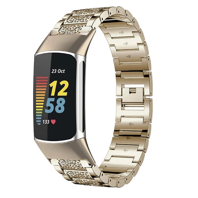

Bling Metal Watch Strap For Fitbit Charge 5 Band Rhinestone Stainless Steel Bracelet for Charge 5 Replacement Wristband Women