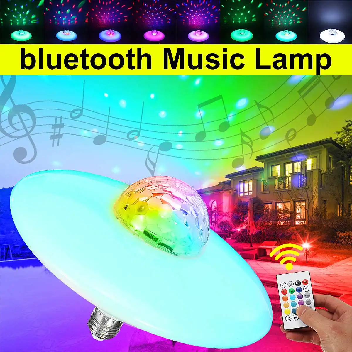

Smart E27 24W LED RGB Bulb Wireless Bluetooth Speaker Music Playing Audio Dimmable Light Bulb RGBW Lamp with Remote Controllor