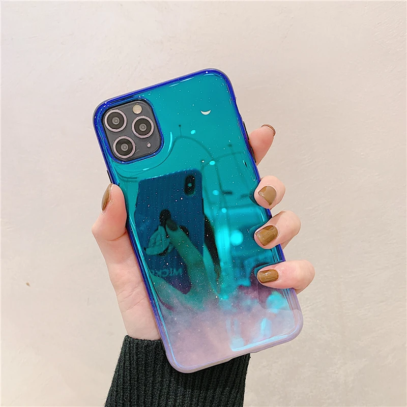 Блестящий лазерный чехол для телефона Iphone 11 Pro Max X Xr Xs 6s 7 8 Plus блестящий зеркальный