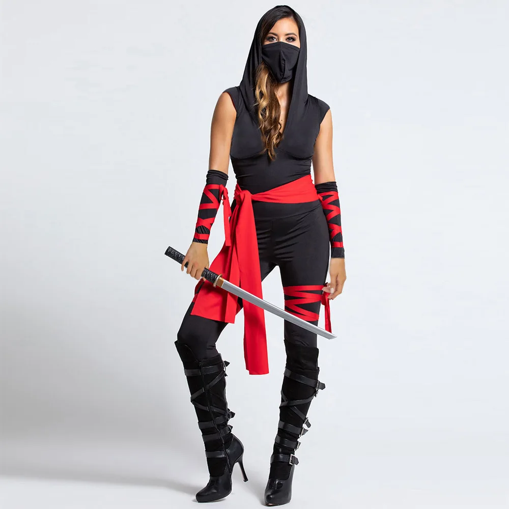Костюм ниндзя для взрослых Классический комбинезон на Хэллоуин Женская
