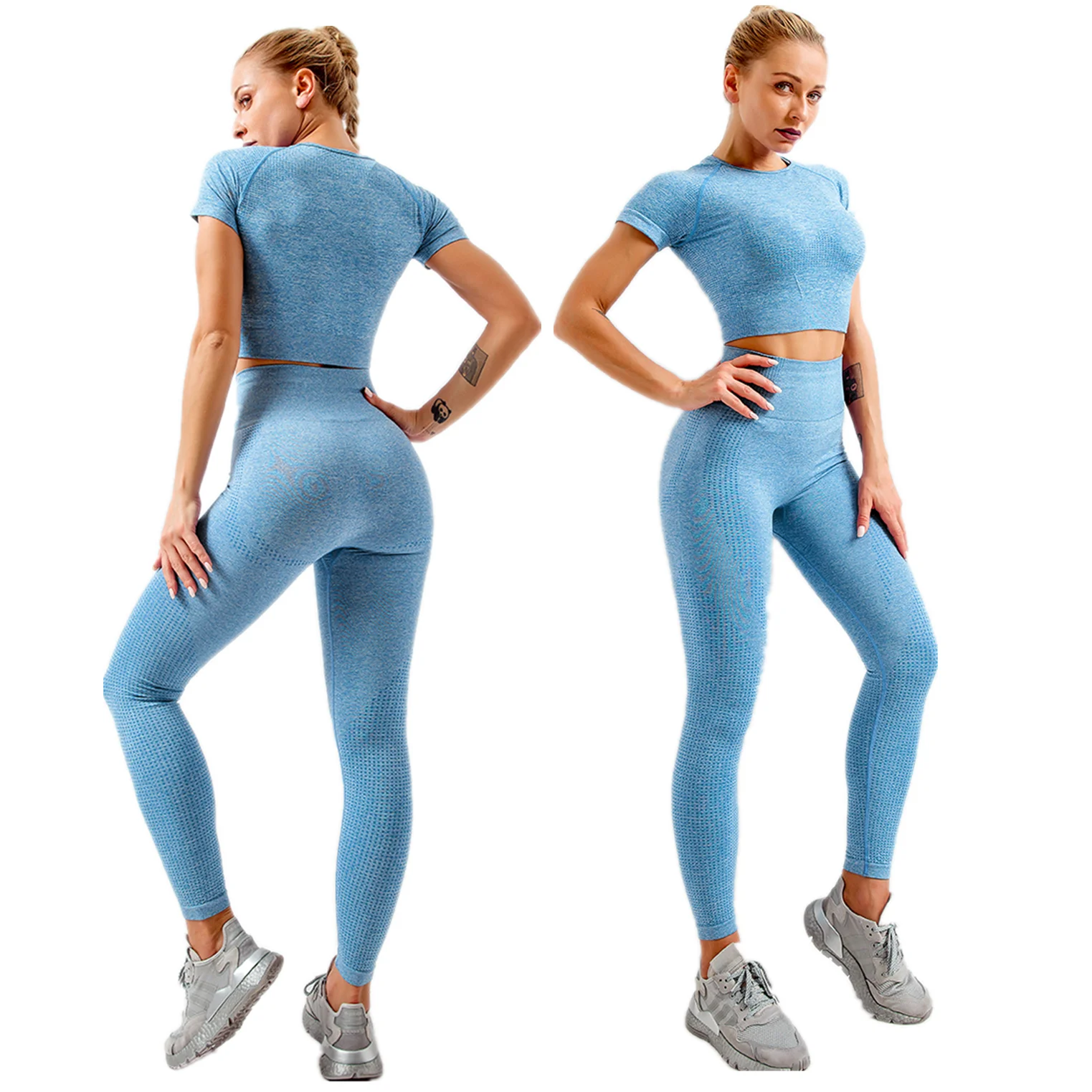 

Seamless Yoga Women Set Gym SportWear Running Outwork Clothing Fitness Long SLeeve Shirt High Waist Legging Sport Tracksui