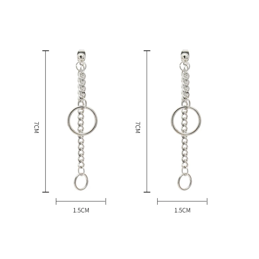Женская Длинная цепочка Серебряная Сережка круглая подвеска серьги с