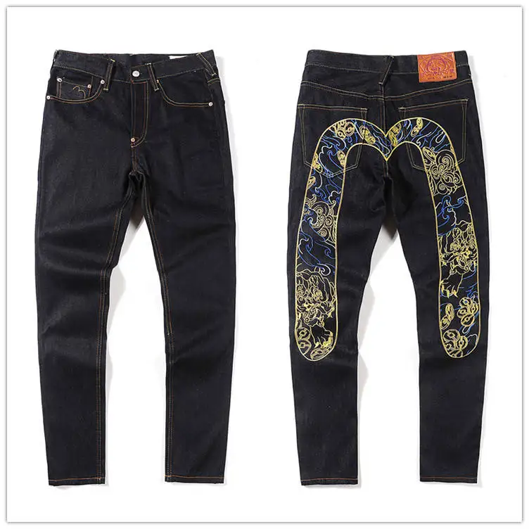 Новинка года; модные повседневные мужские Джинсы Evisu наивысшего качества в стиле хип-хоп с вышивкой; Аутентичные Мужские дышащие прямые брюки