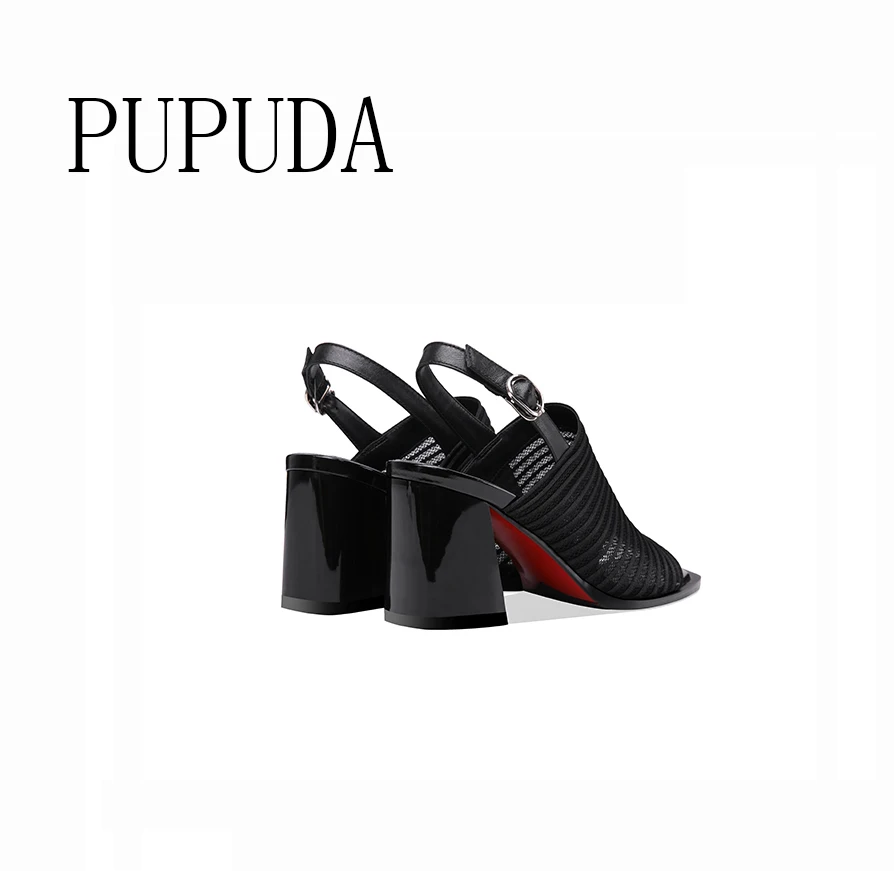 

PUPUDA Sandals Women Summer Black Platform Sandals Women New Korean Chunky Heels 2020 Square Heel High Heels Sandals