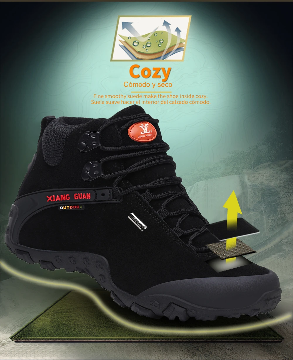 XIANG GUAN Men Hiking Shoes Male Waterproof Trekking Boots Outdoor Jogging Sneakers Tactical Trainers Climbing Mountain Shoes