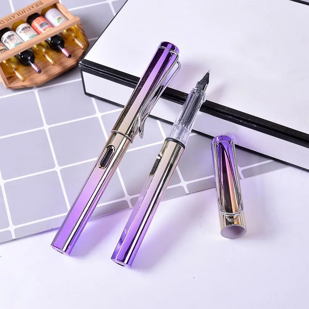 

1PC Fashion Gradient Fountain Pen Business Student mm Fine Supplies school Calligraphy 0.5 stationery Office Writing Nib Ex H7H9