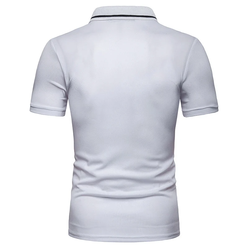 

Mens Lapel Casual Slim Patchwork Short Sleeve T-Shirt Top Polos Shirt MAEA99