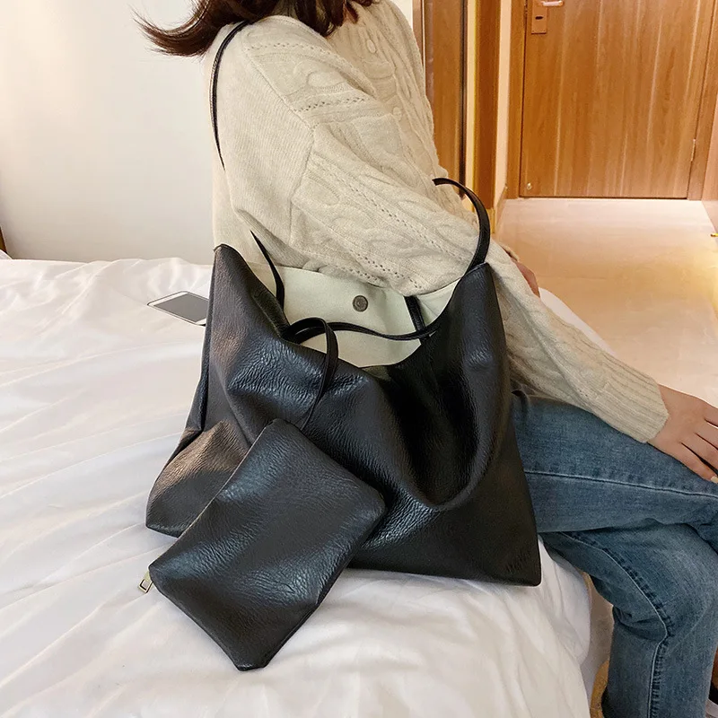 Женская сумка 2019 новая дизайнерская винтажная однотонная Сумка-тоут от