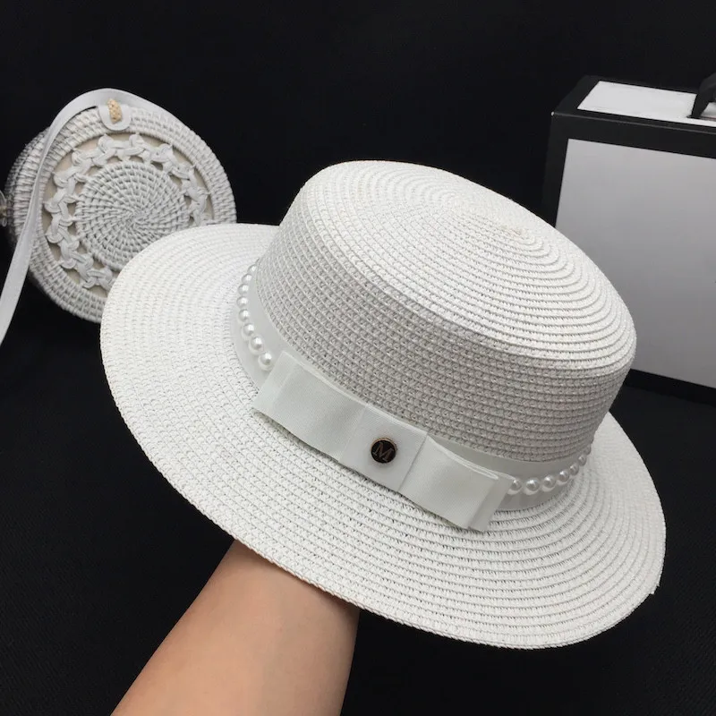 Плоская соломенная шляпа Женская мода вместе маленький чистый и свежий