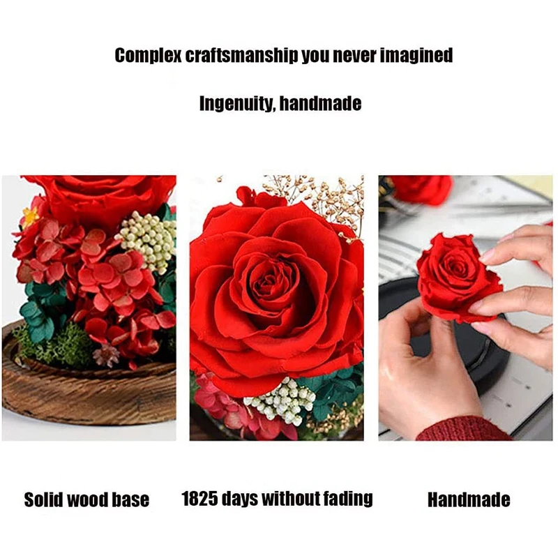 

Eternal Rose, Preserved Flower Rose Handmade Gift Box Rose in a Glass Dome, Valentine's Day, Anniversary for Friend