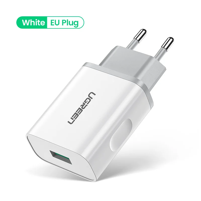 EU White Ugreen Телефона Qualcomm Быстрая Зарядка 3.0 18 Вт Быстрое Зарядное Устройство USB(быстрая Зарядка 2.0 Совместимый) для Samsung Xiaomi 5 Huawei lg - Тип штекера: EU White