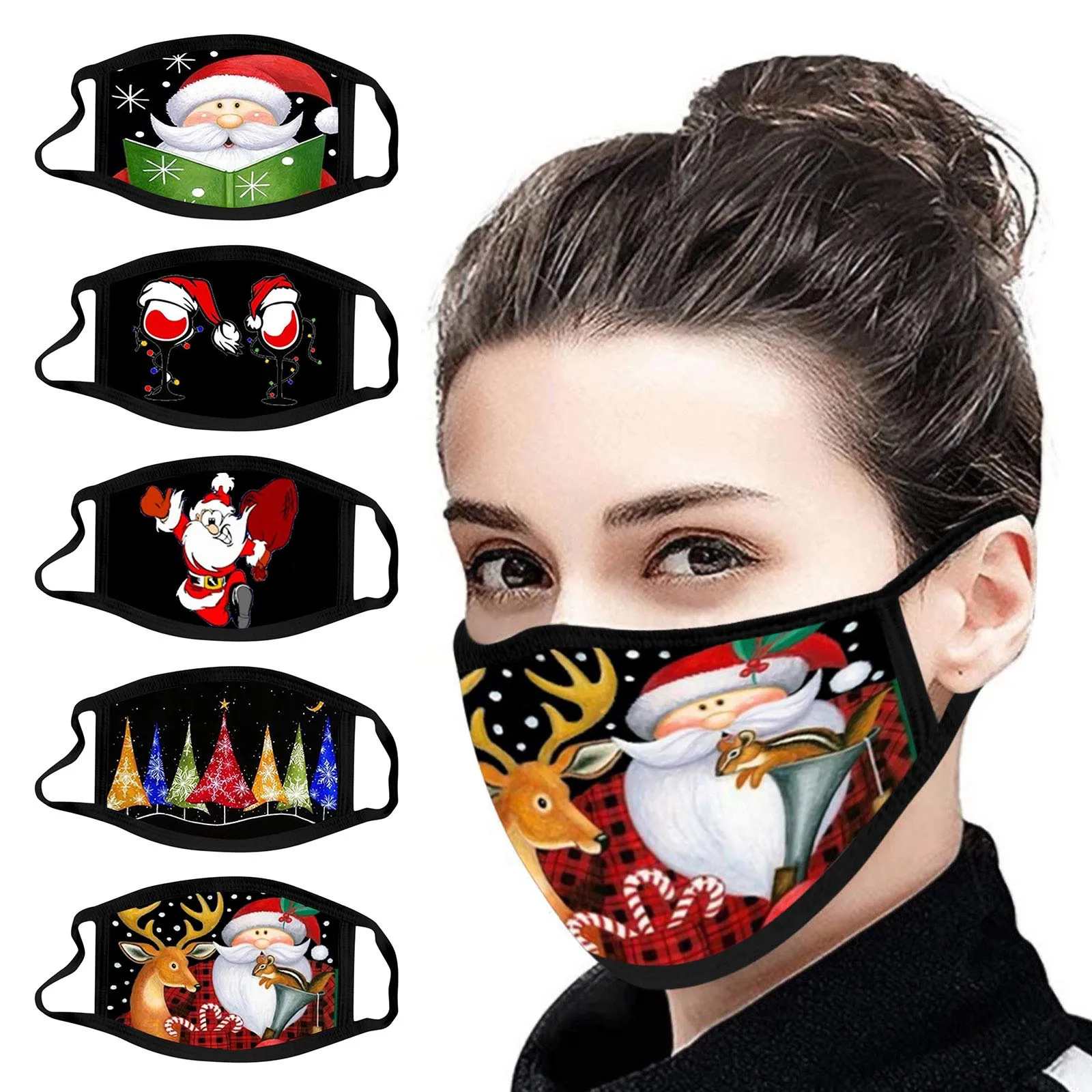 

Christmas Party Mask For Adult Women And Men Reusable Colorful Fabric Face Mask Fashionable Neutral Washable Mask Mascarillas