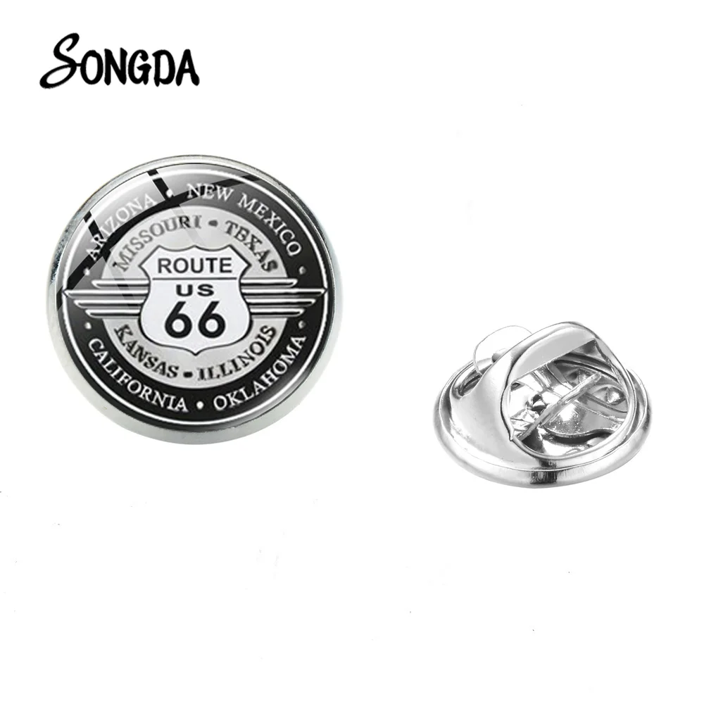 Новый маршрут 66 брошь США дороги символ многоуровневые стеклянный купол для