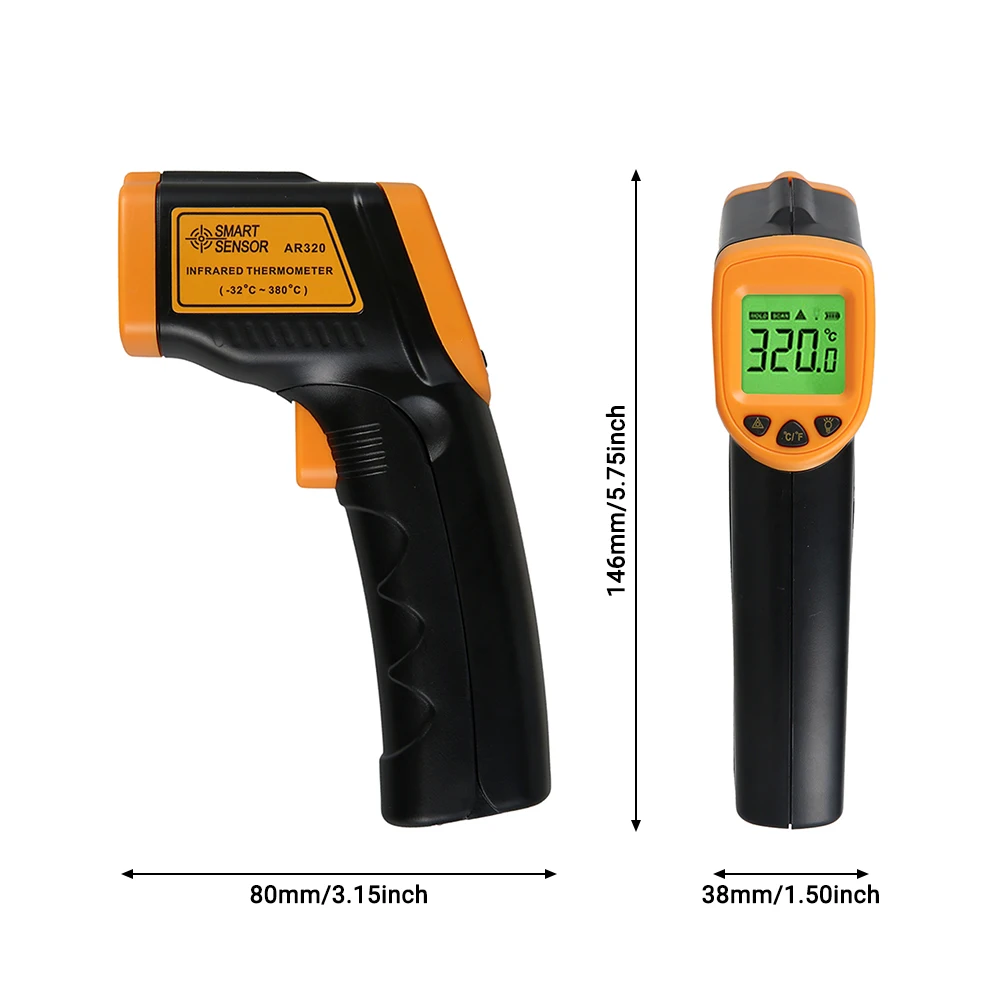 

Handheld Non-contact IR Infrared Thermometer Laser LCD Display C/F Selection Surface Temperature Thermometer Pyrometer Imagtion