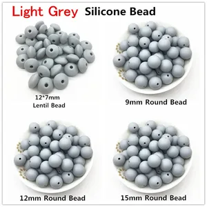 Chenkai 100 шт. не содержит Бисфенол А светло-серсветильник зернистые бусины DIY круглые 9 мм 12 мм 15 мм детская соска прорезыватель Игрушка аксессуары