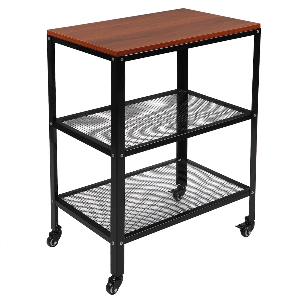 

3-Tier Kitchen Microwave Stand Cart, Rolling Kitchen Utility Cart, Standing Baker's Organizer Rack Storage Shelf Cart with Metal