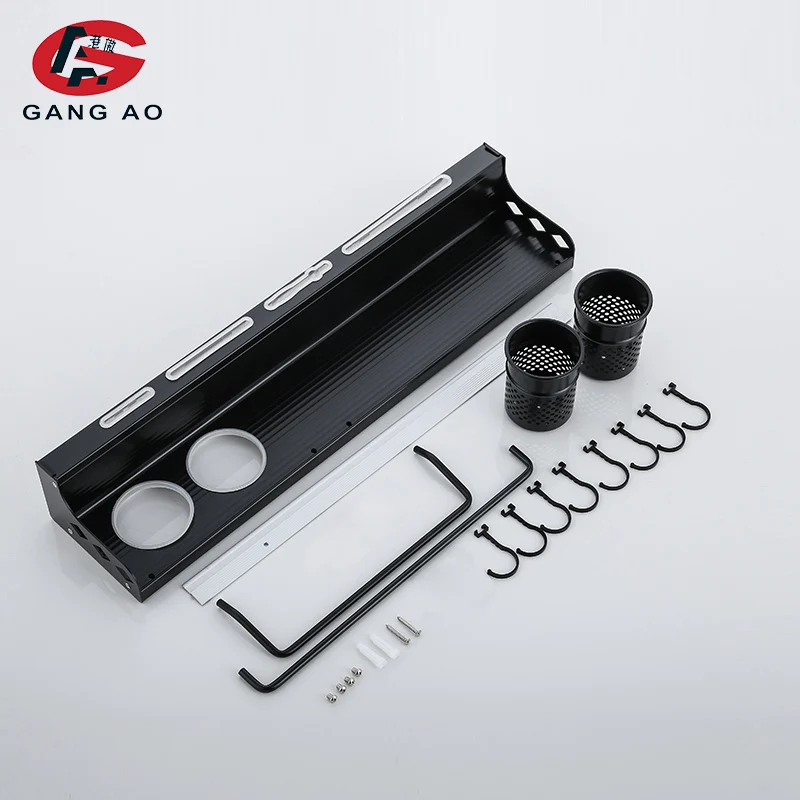 Sapce алюминиевая черная настенная кухонная утварь подвесная полка для кухни