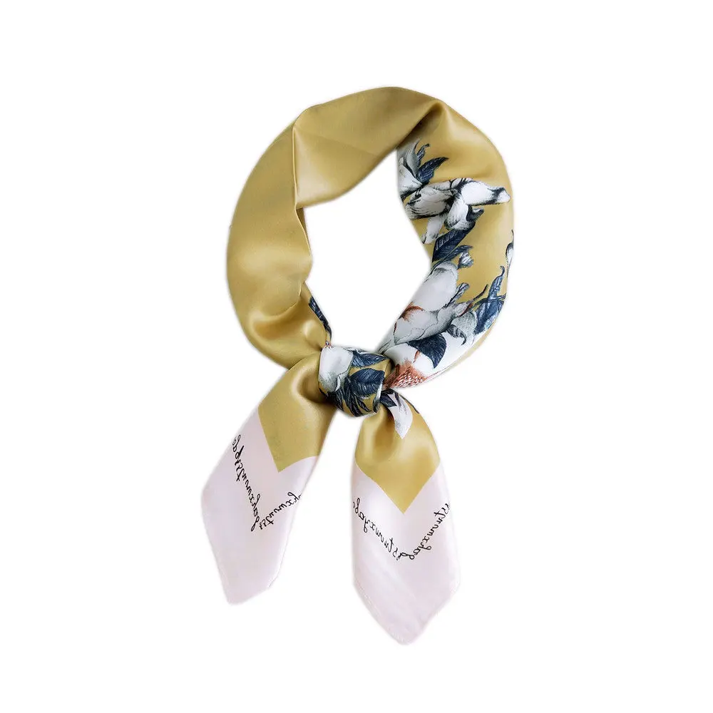 Шелковый атласный шарф для женщин бандана Женская Маленькая шаль женский желтый