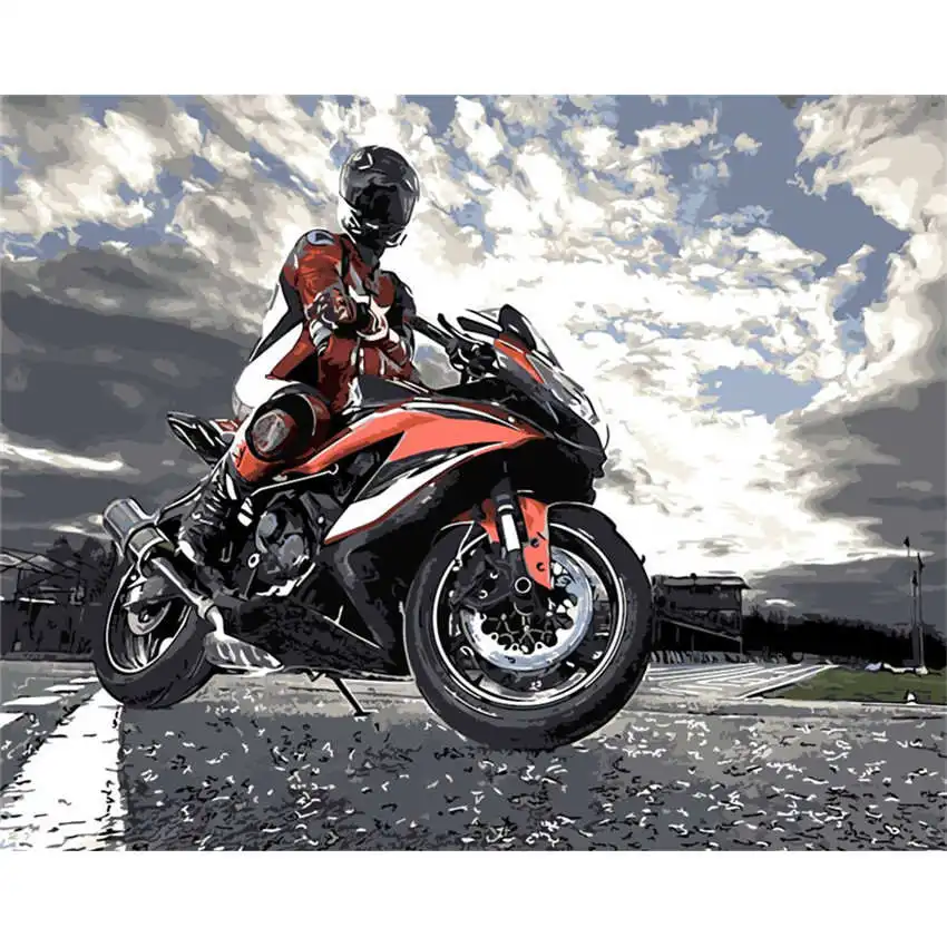 WONZOM спортивный автомобиль DIY живописи по номерам велосипед стены в искусстве для