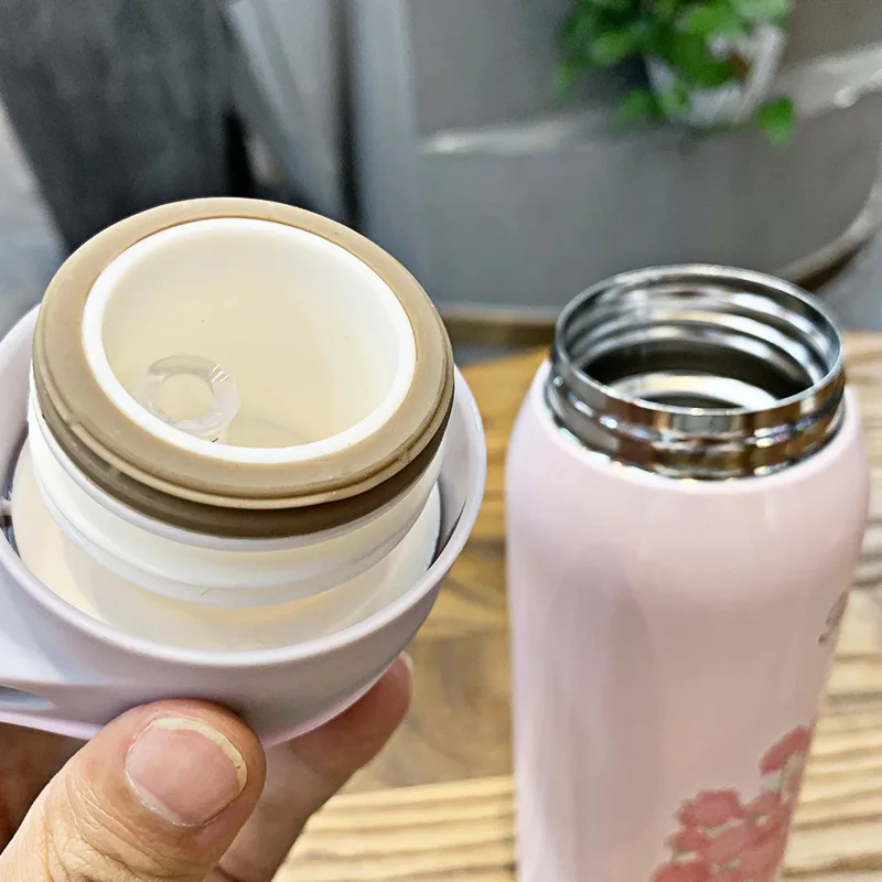 Термос из нержавеющей стали с цветочным принтом животных 350 мл/480 мл теплая чашка