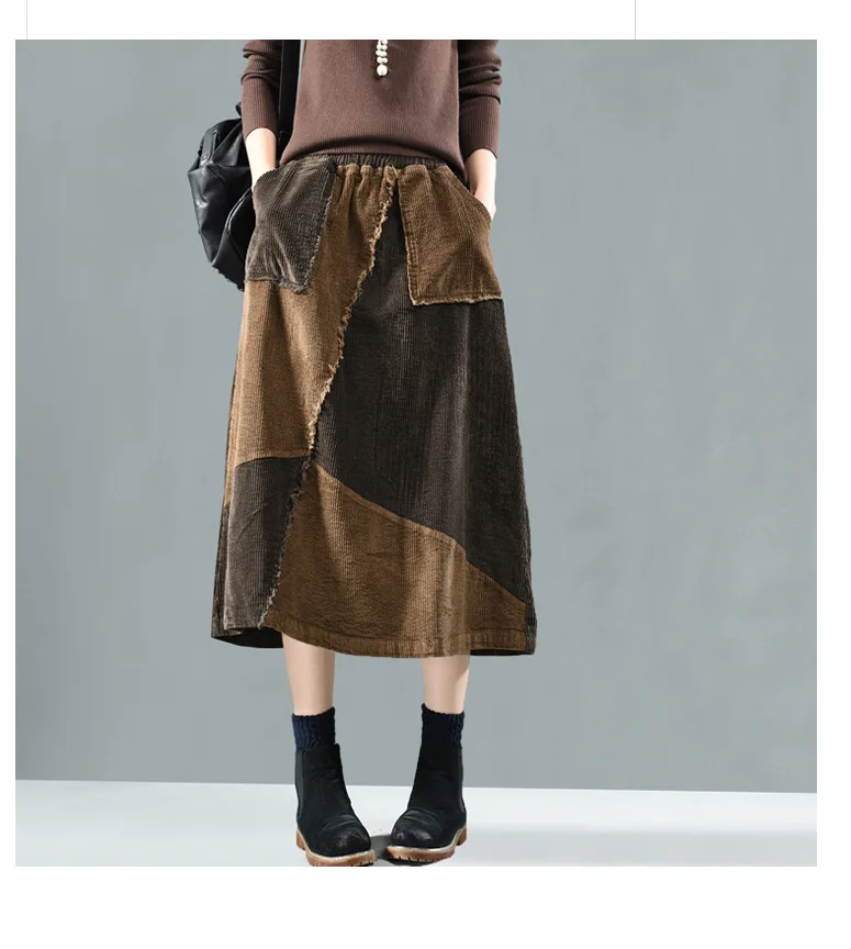 2020 индивидуальная юбка с карманами Женская цветная Вельветовая осенняя и зимняя