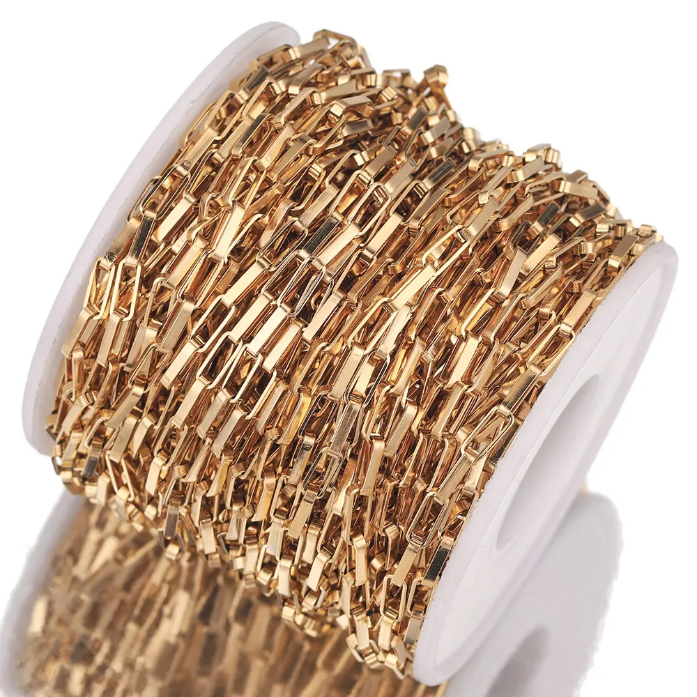 

1 M 8*12mm Width Stainless Steel Gold Box Chains Roll Square Link Keychain for Diy Bracelet Bulk Jewelry Making Wholesale Items