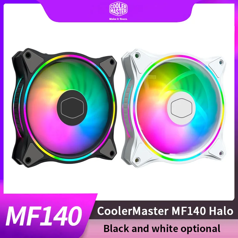 Кулер для ПК Master MF140 HALO ARGB, 14 см, RGB, 5 В/3 контакта, компьютерный чехол, тихий ШИМ кулер для процессора, водяное охлаждение, 140 мм, заменяет вентил...