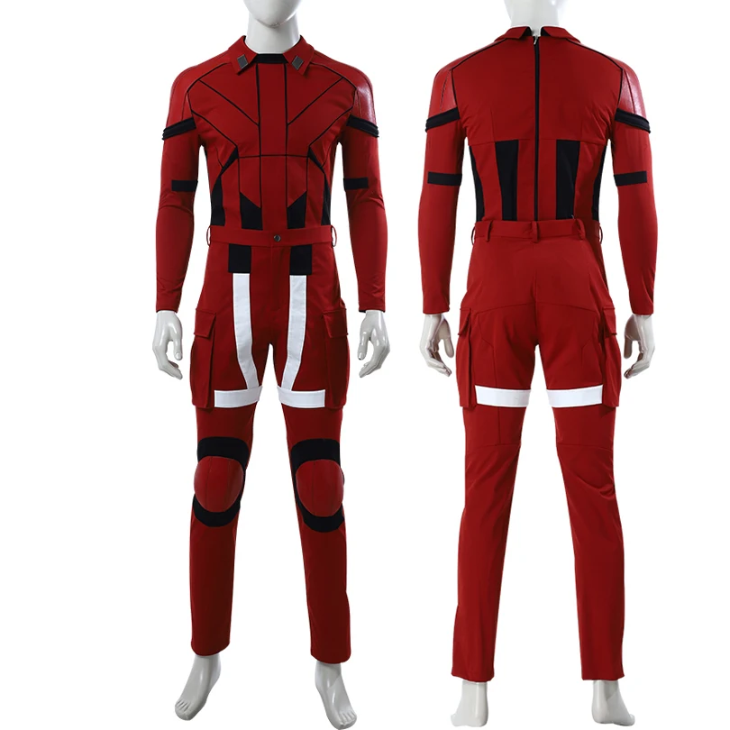 Adult Men Guardian Battle Cosplay Costume Outfit Halloween Party Red Full Props Suit