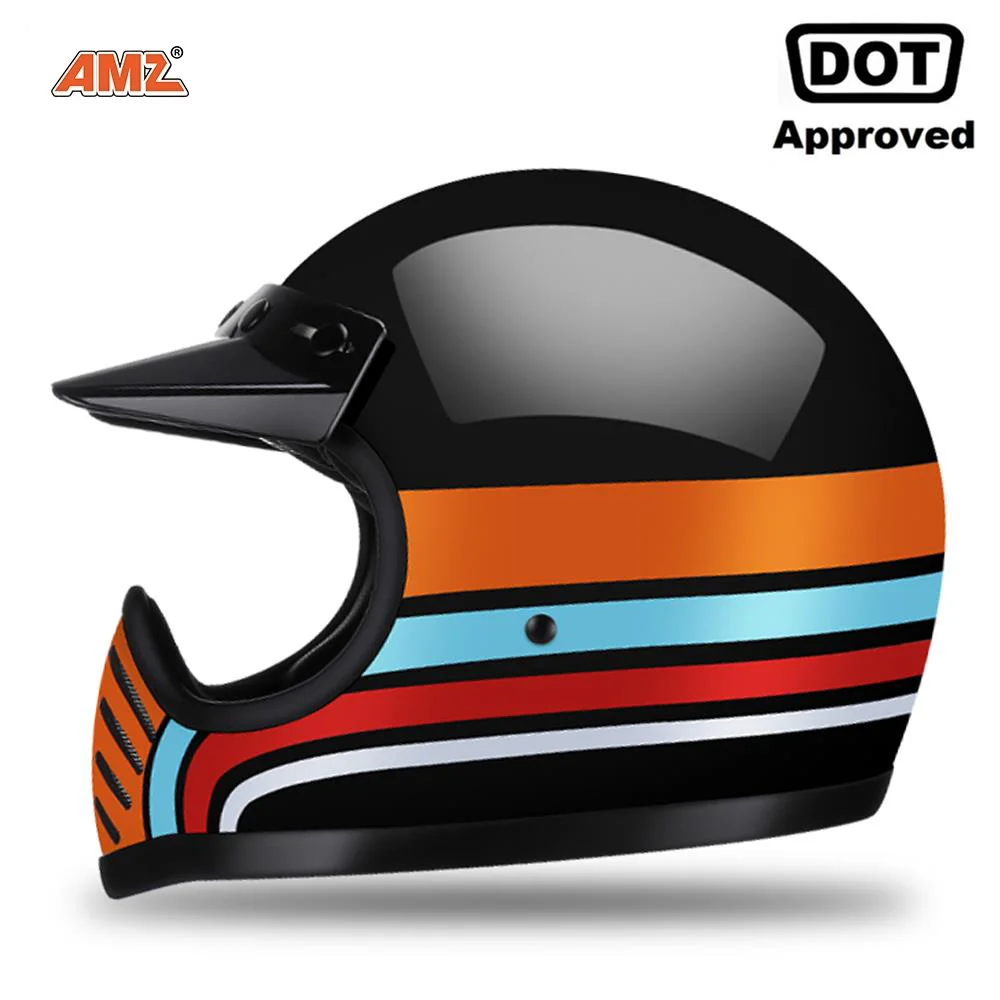 

AMZ New DOT Motorcycle Helmet casco moto Motocross Helmet Vintage Fiberglass Motorbike Full Face capacete cascos para moto